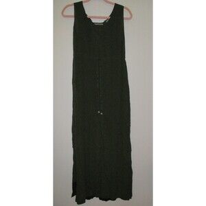VTG Amanda Smith Womens Sz M Silk Crinkle Gauze Maxi Dress Olive Green Casual